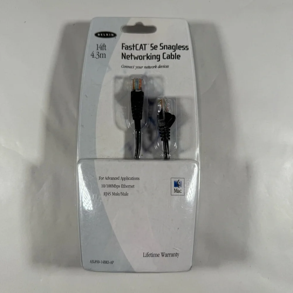 Belkin FastCAT 5e Snagless Networking 14ft Cable Mac-Router NEW Sealed